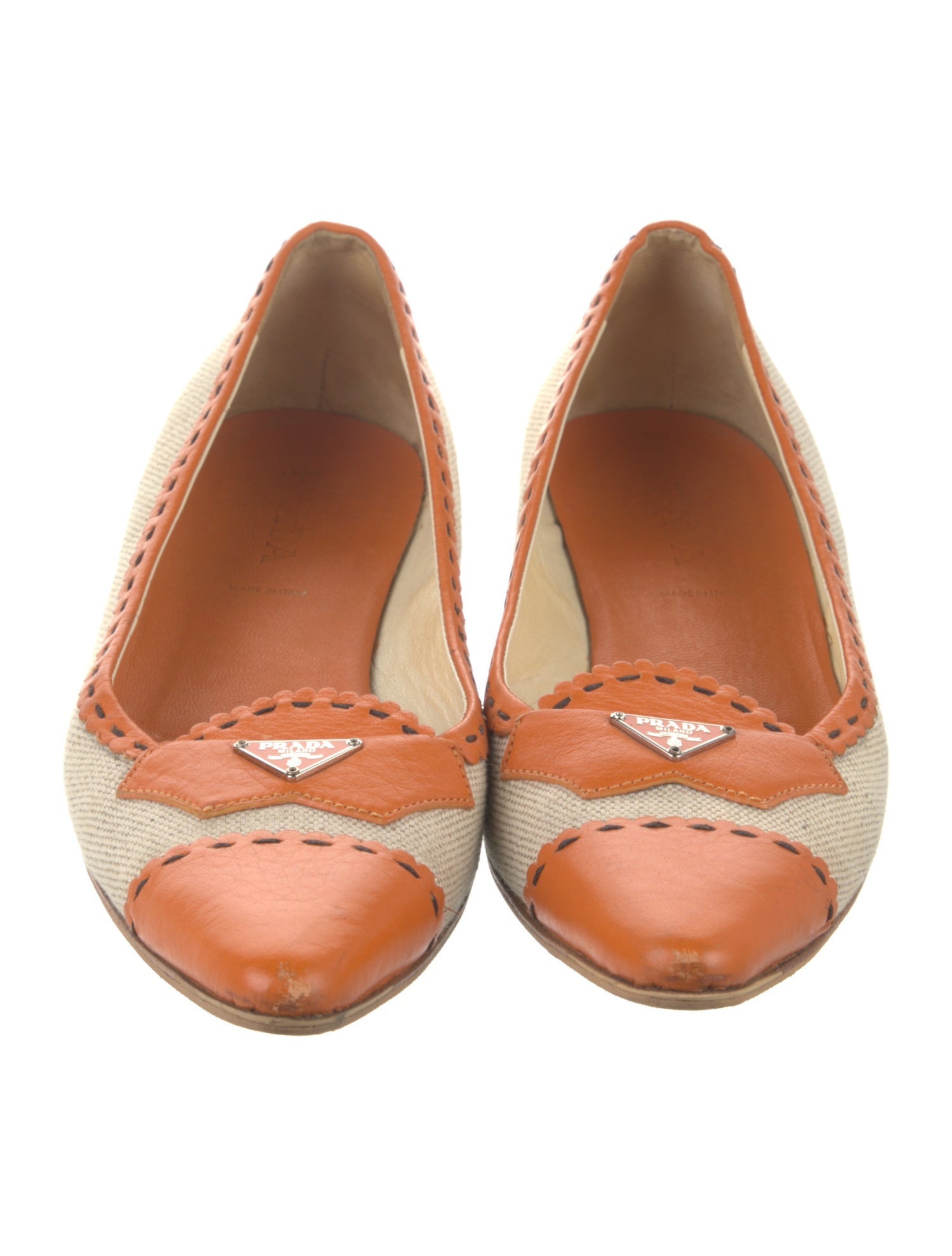 Prada Canvas Colorblock Pattern Loafers